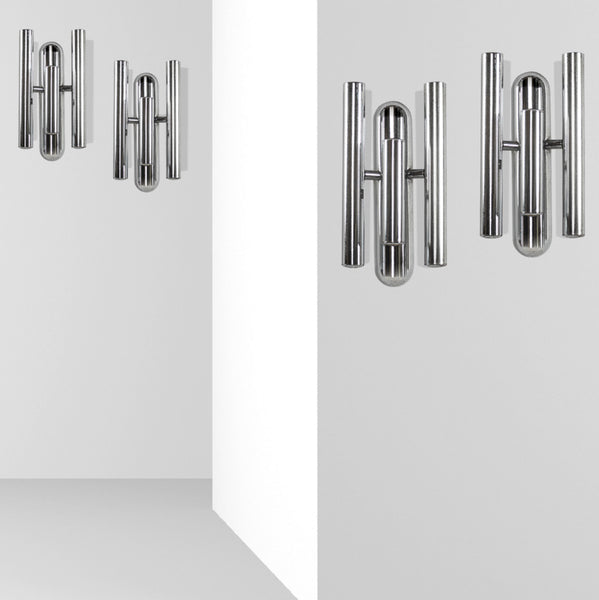 Four Steel Wall Lights